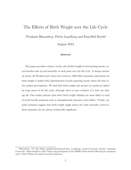 The Effects of Birth Weight Over the Life Cycle