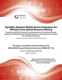 Dynamix: Dynamic Mobile Device Integration for Efficient Cross