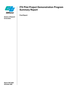 ITS Pilot Project Demonstration Program Summary Report