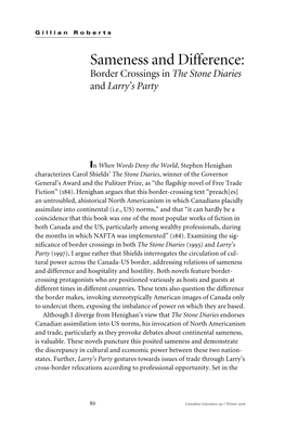 Sameness and Difference: Border Crossings in the Stone Diaries and Larry’S Party