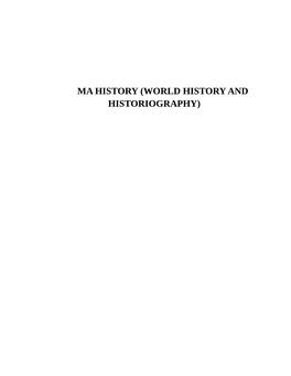 Syllabus for M a World History and Historiography for Affiliated Colleges