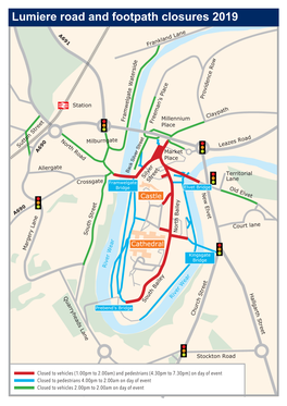 Lumiere Road and Footpath Closures 2019