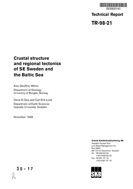 Crustal Structure and Regional Tectonics of SE Sweden and the Baltic Sea