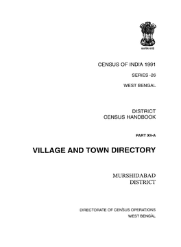 Village and Town Directory, Murshidabad, Part XIII-A, Series-26