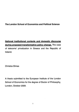 The London School of Economics and Political Science National