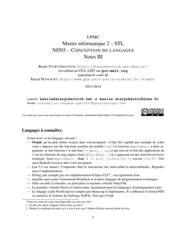Master Informatique 2 – STL Notes