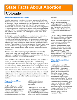 Colorado National Background and Context Abortions