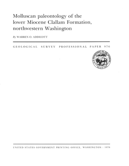 Molluscan Paleontology of the Lower Miocene Clallam Formation, Northwestern Washington