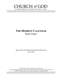 THE HEBREW CALENDAR Study Paper