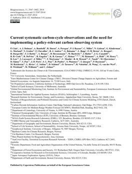 2014 ​​Current Systematic Carbon-Cycle Observations