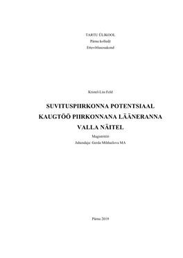 Suvituspiirkonna Potentsiaal Kaugtöö Piirkonnana Lääneranna Valla Näitel