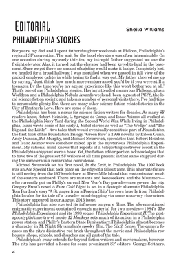 PHILADELPHIA STORIES for Years, My Dad and I Spent Father/Daughter Weekends at Philcon, Philadelphia’S Regional SF Convention