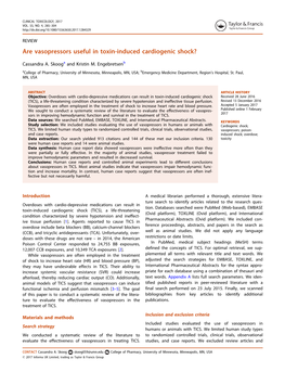 Are Vasopressors Useful in Toxin-Induced Cardiogenic Shock?