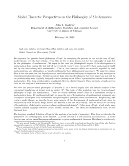 Model Theoretic Perspectives on the Philosophy of Mathematics