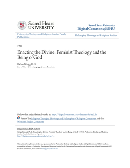 Enacting the Divine: Feminist Theology and the Being of God Richard Grigg Ph.D