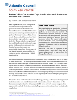 Rouhani's First One Hundred Days: Cautious Domestic Reforms As