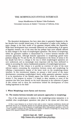 The Morphology-Syntax Interface