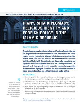 Iran's Shia Diplomacy: Religious Identity and Foreign Policy in the Islamic