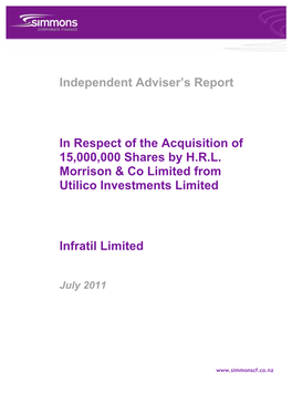 Independent Adviser's Report in Respect of the Acquisition Of