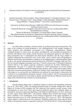 1 Statistical Analysis of Contrail to Cirrus Evolution During the Contrail and Cirrus Experiments 2 (CONCERT)