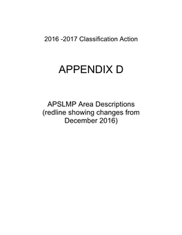 Appendix D Adirondack Park State Land Master Plan Area