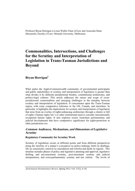 Commonalities, Intersections, and Challenges for the Scrutiny and Interpretation of Legislation in Trans-Tasman Jurisdictions and Beyond