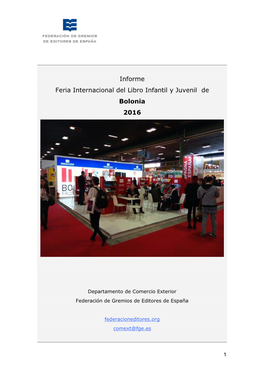 Informe Feria Internacional Del Libro Infantil Y Juvenil De Bolonia 2016