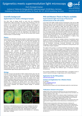 Prof. Christoph Cremer Scientific Background Phd and Masters