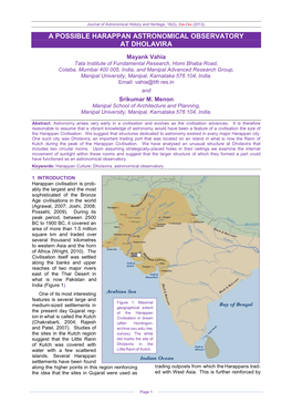 A Possible Harappan Astronomical Observatory at Dholavira