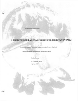 A Traditional Lakota Zoological Folk Taxonomy