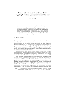 Composable Formal Security Analysis: Juggling Soundness, Simplicity and Eﬃciency