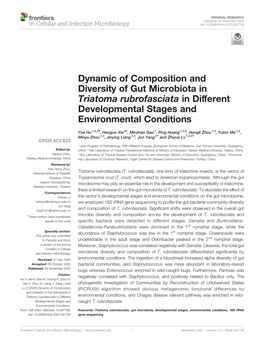 Dynamic of Composition and Diversity of Gut Microbiota in Triatoma Rubrofasciata in Different Developmental Stages and Environmental Conditions