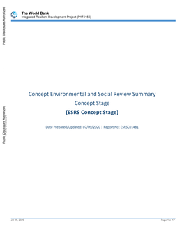 Concept Environmental and Social Review Summary Concept Stage (ESRS Concept Stage)