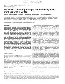 Combining Multiple Sequence Alignment Methods with T-Coffee Iain M