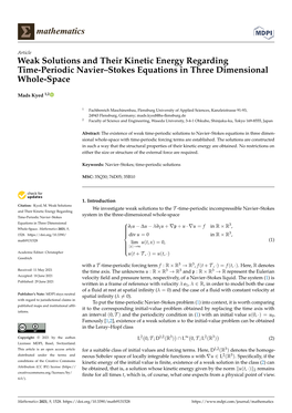 Weak Solutions and Their Kinetic Energy Regarding Time-Periodic Navier–Stokes Equations in Three Dimensional Whole-Space