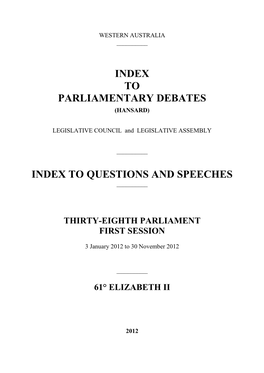 Index to Questions and Speeches 2012 New.Pdf