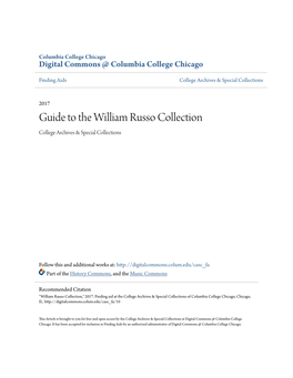 Guide to the William Russo Collection College Archives & Special Collections