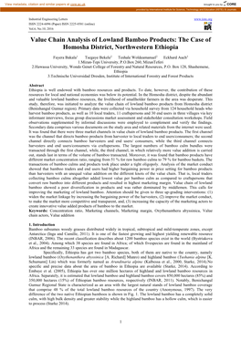 Value Chain Analysis of Lowland Bamboo Products: the Case of Homosha District, Northwestern Ethiopia