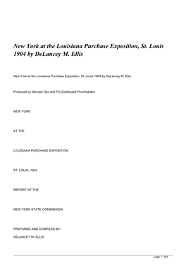 New York at the Louisiana Purchase Exposition, St. Louis 1904 by Delancey M. Ellis</H1>