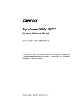 Alphaserver GS80/160/320 Firmware Reference Manual