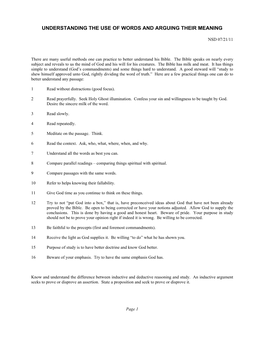 Understanding the Use of Words and Arguing Their Meaning