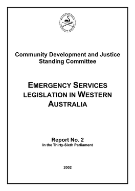 Emergency Services Legislation in Western Australia