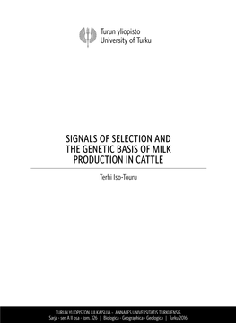 Signals of Selection and the Genetic Basis of Milk Production in Cattle