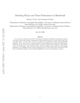 Modeling Player and Team Performance in Basketball