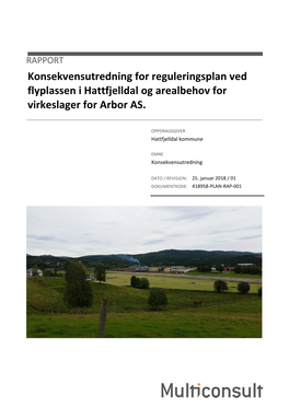 RAPPORT Konsekvensutredning for Reguleringsplan Ved Flyplassen I Hattfjelldal Og Arealbehov for Virkeslager for Arbor AS