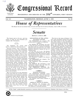 Congressional Record United States Th of America PROCEEDINGS and DEBATES of the 104 CONGRESS, FIRST SESSION