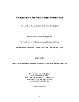 Comparative Protein Structure Prediction