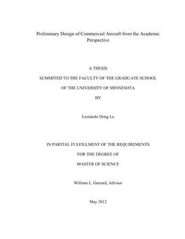 Preliminary Design of Commercial Aircraft from the Academic Perspective