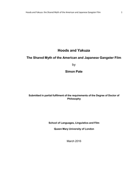 Hoods and Yakuza: the Shared Myth of the American and Japanese Gangster Film 1