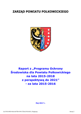 Raport Z "Programu Ochrony Środowiska Dla